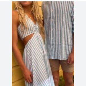 nwt VINEYARD VINES VIIIRRAL cutout striped poplin midi dress 4 $180 tags